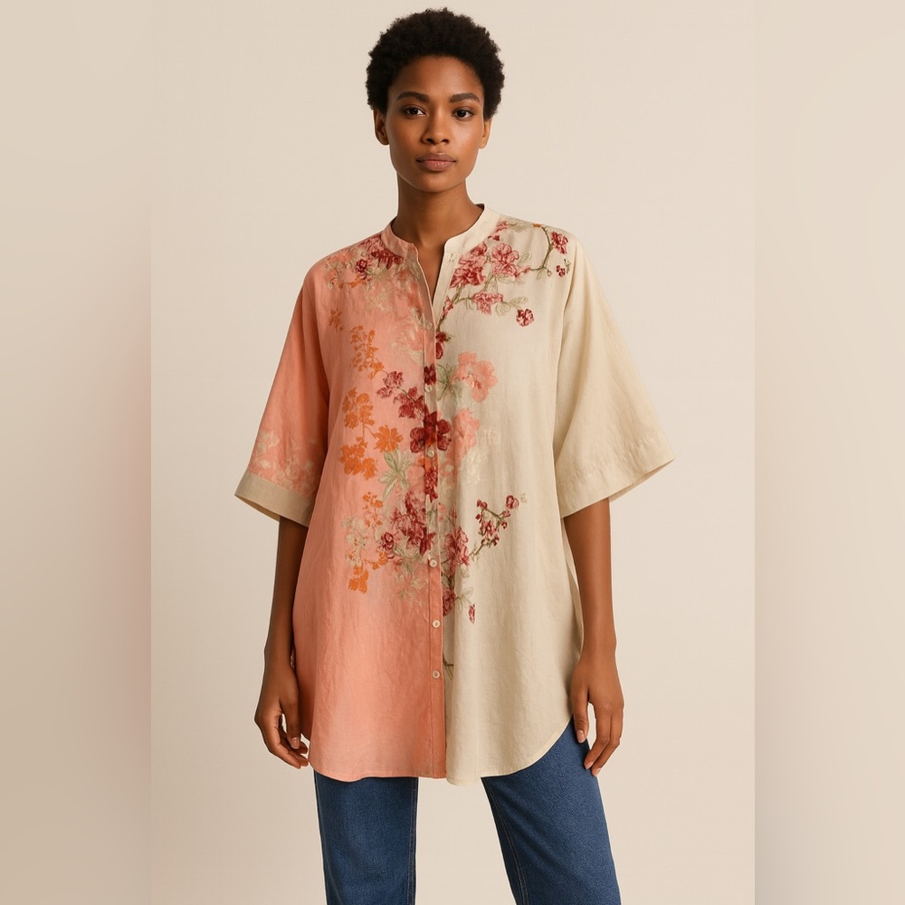 J. Pret Floral Boho Tunic Dress S Cottagecore Romantic Boho Coastal Cowgirl